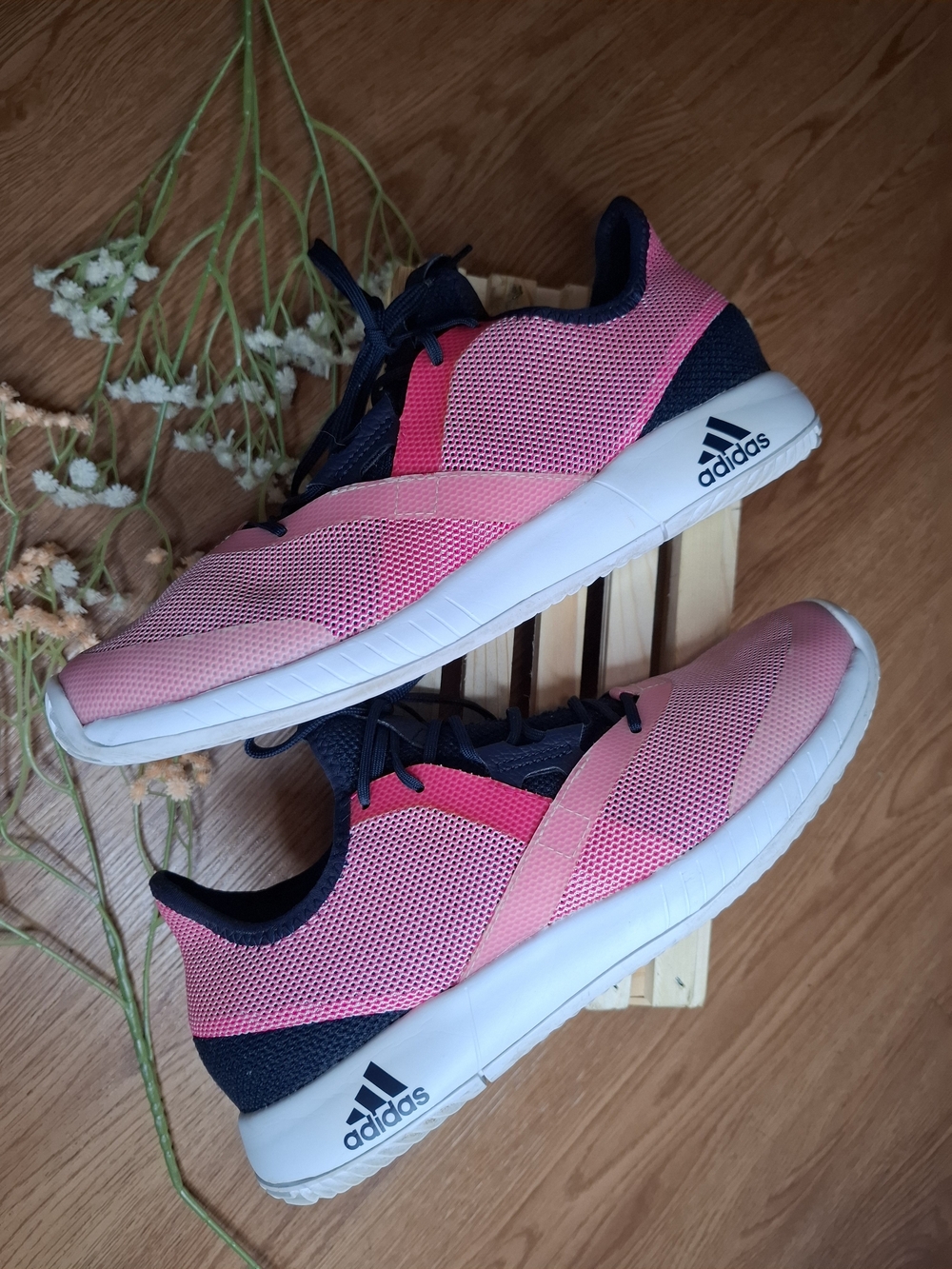 Adidas Women's Pink and Navy Lightweight Running Shoes - Picture 3 of 5
